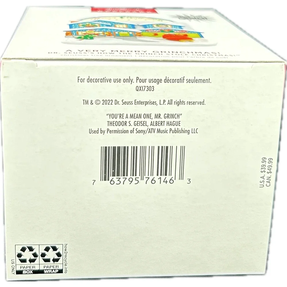 Hallmark A VERY MERRY GRINCHMAS! Keepsake Magic Ornament 2022 Sound Light‎